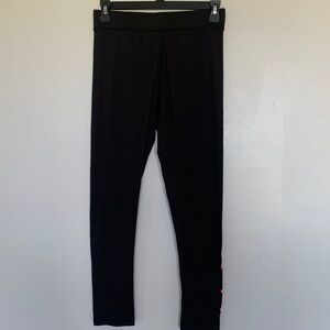 Black Hurley Leggings with Pink Logo